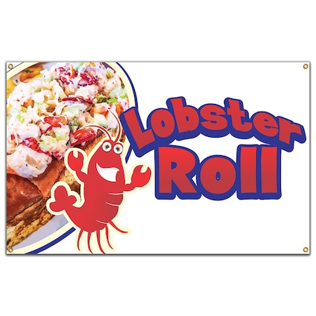 Signmission Lobster Roll Banner Concession Stand Food Truck Single Sided B-96 Lobster Roll19